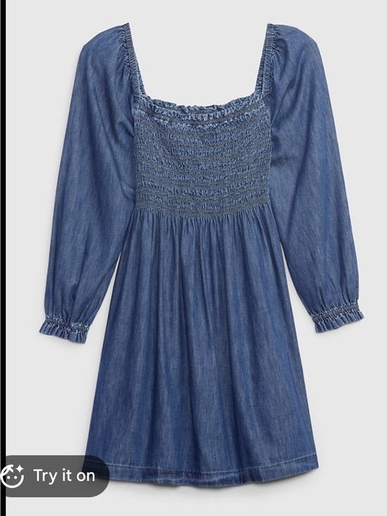 GAP Dresses & Skirts - Gap Western Denim Dress Boho
Chic Smocked Ruched PuffLong
Sleeve Womens Large